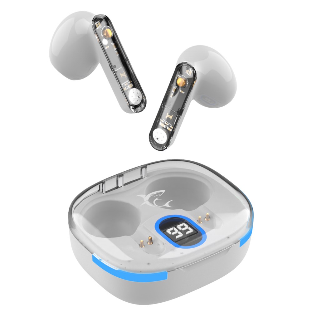 Auricolari Wireless Bluetooth v5.3 Custodia di Ricarica con Display. Bianco 