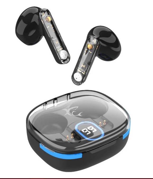 Auricolari Wireless Bluetooth v5.3 Custodia di Ricarica con Display. Nero