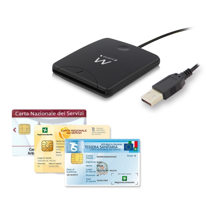 Lettore Smart Card USB per firma digitale, carte servizi EW1052